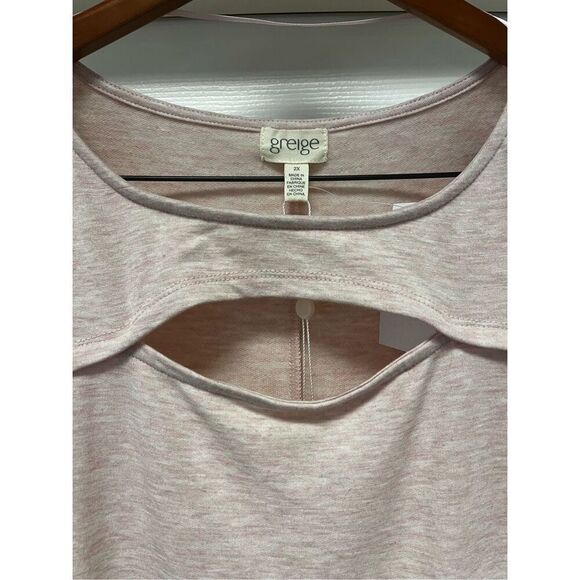 Greige Pink & Tan Space Dye Open Chest Cozy T-Shirt Dress sz 2X NWT - Picture 3 of 10